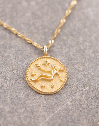 Vintage Başak Burcu 14 Ayar Altın Kolye