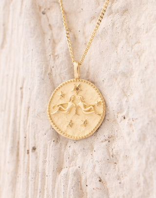 Vintage İkizler Burcu 14 Ayar Altın Kolye