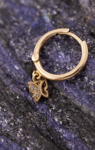 Minimal Taşlı Kelebek 14 Ayar Altın Küpe