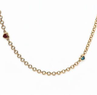 Cetaş Eterna Kalpli Ruby ve Aqua Taşlı 14 Ayar Altın Kolye