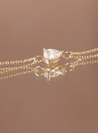 Minimal Taşlı Çift Zincirli 14 Ayar Altın Bileklik