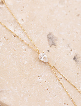 Minimal Taşlı Çift Zincirli 14 Ayar Altın Bileklik