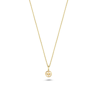 Minimal Yıldız Pusula 14 Ayar Altın Kolye