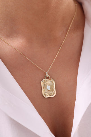 Vintage Formda Güneş Işıltılı 14 Ayar Altın Kolye