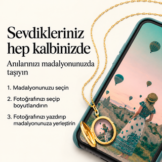 Gün Doğumu Pırlantalı 14 Ayar Altın Madalyon Kolye