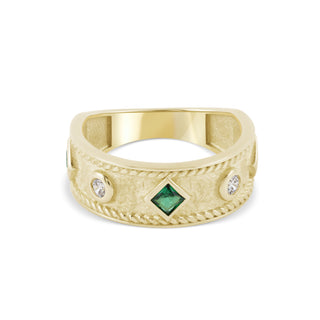 Altın Asalet Yeşil Mühür 14 Ayar Altın Yüzük