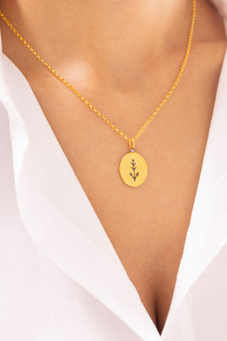 Antik Dokulu Fidan 14 Ayar Altın Kolye