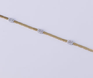 Aralıklı Oval Baget Charm 14 Ayar Altın Bileklik