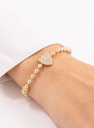 Baget Taşlı Kalp Top Zincir Bileklik