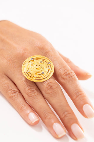 Bars Antik Doku Spiral Tasarım 14 Ayar Altın Kadın Yüzük