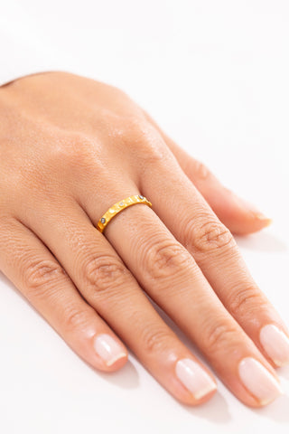 Bars Antik Dokulu İnce Taşlı 14 Ayar Altın Kadın Yüzük