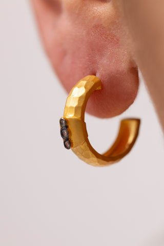 Bars Antik Kesim Taşlı 14 Ayar Altın Halka Küpe