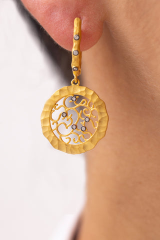 Bars Antik Yuvarlak 14 Ayar Altın Küpe