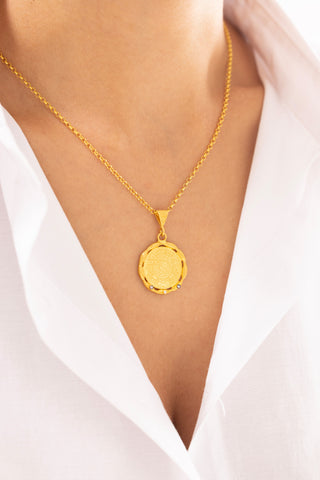 Bars Osmanlı Tuğralı Antik Desenli 14 Ayar Altın Kolye