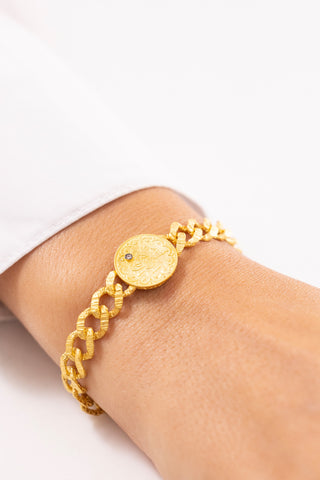 Bars Osmanlı Tuğrası İşlemeli 14 Ayar Altın Bileklik