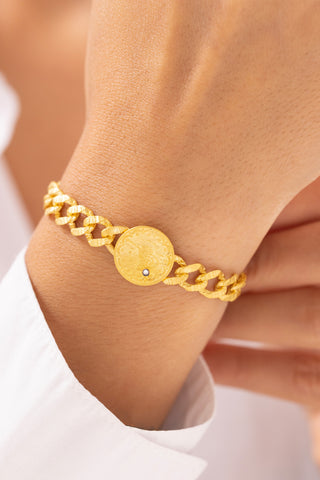 Bars Osmanlı Tuğrası İşlemeli 14 Ayar Altın Bileklik