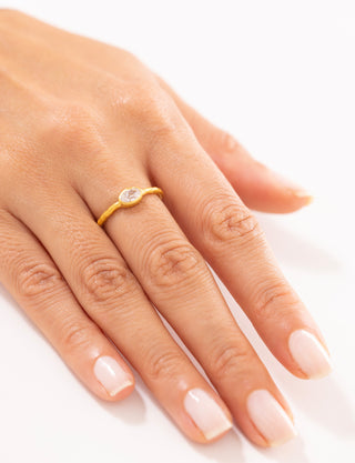 Bars Oval Taşlı Antik Dokulu 14 Ayar Altın Yüzük