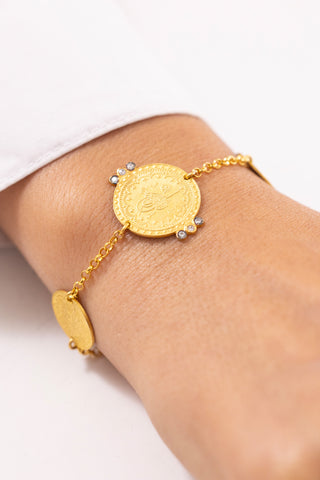 Bars Tuğra İşlemeli 14 Ayar Altın Bileklik