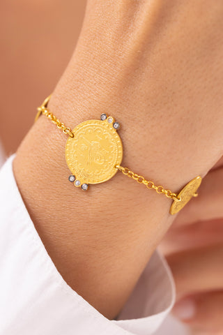 Bars Tuğra İşlemeli 14 Ayar Altın Bileklik