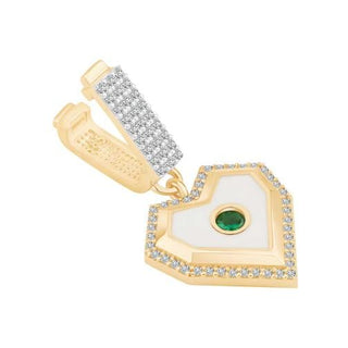 Ema Beyaz Mineli Kalp 9Mm 14 Ayar Altın Bileklik Charm