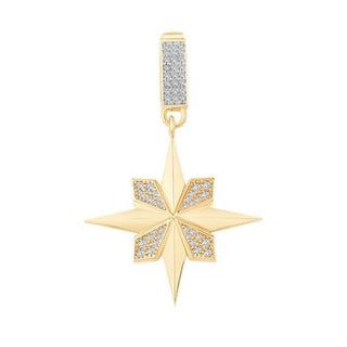 Ema Beyaz Taşlı Rüzgar Gülü 14 Ayar Altın Charm