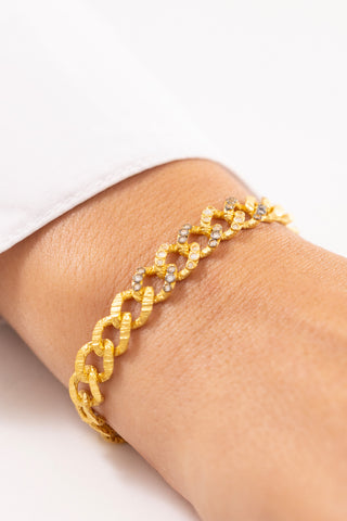 Bars Taşlı Kalın Zincir 14 Ayar Altın Bileklik