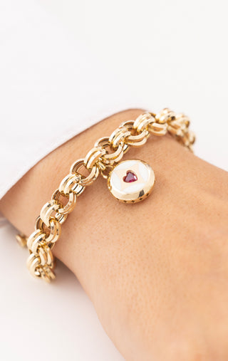 Cetaş Kalpli Kalın Zincirli 14 Ayar Altın Bileklik