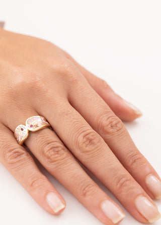 Cetaş Pembe Mineli Taşlı 14 Ayar Altın Yüzük