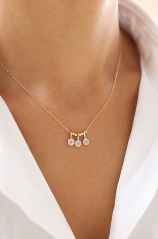 Göz Alıcı Mor Taşlı ve İşlemeli 14 Ayar Altın Kolye