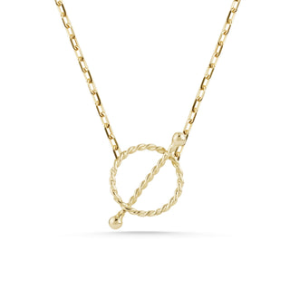 Stil Halkası Burgulu Çember 14 Ayar Altın Kolye