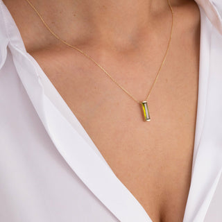 Yeşil Taşlı Stick 14 Ayar Altın Kolye