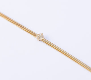 Işıltılı Geometrik Charm 14 Ayar Altın Bileklik