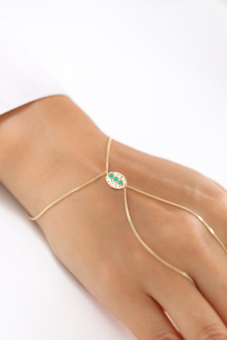 Işıltılı Turkuaz Taşlı 14 Ayar Altın Şahmeran