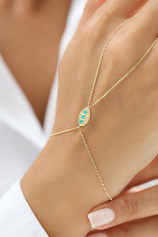 Işıltılı Turkuaz Taşlı 14 Ayar Altın Şahmeran