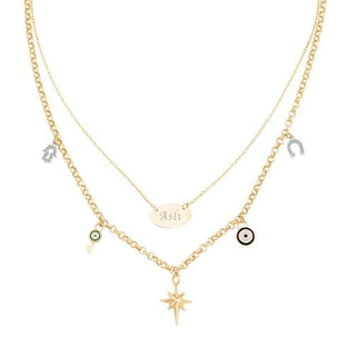 Ema İsimli Şans 14 Ayar Altın Kolye