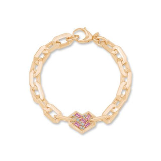 İtalyan Tasarım Pembe Taşlı Kalp Bileklik
