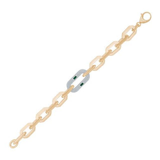 İtalyan Tasarım Yeşil Taşlı Altın Bileklik