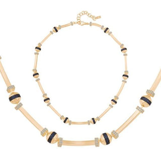 Mavi Taşlı Top Silindir Kolye