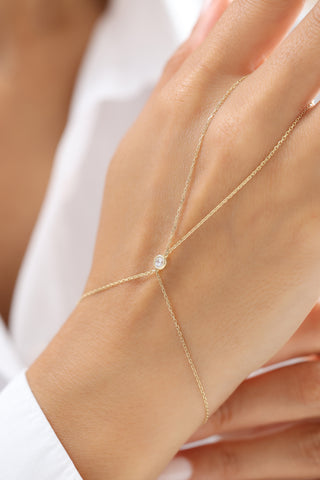 Minimal Tarz Tek Taşlı 14 Ayar Altın Şahmeran