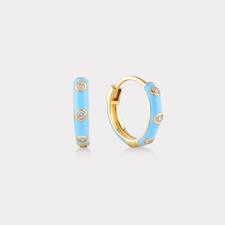 Mist Ocean Enamel Pırlanta Küpe