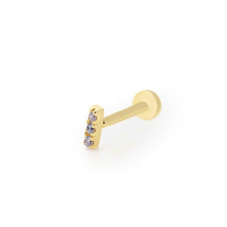 Mini Dikey Zirkon Taşlı 14 ayar Altın Piercing