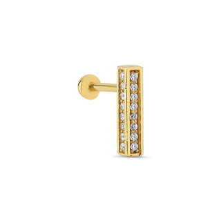 Modern Çift Sıra Zirkon Taşlı 14 Ayar Altın Piercing