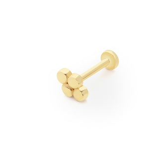 Modern Üç Yuvarlak Motifli 14 Ayar Altın Piercing