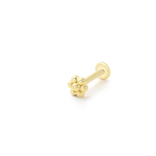 Modern Çiçek Motifli 14 Ayar Altın Piercing