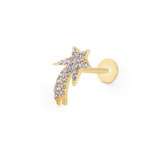 Işıltılı Kuyruklu Yıldız 14 Ayar Altın Piercing
