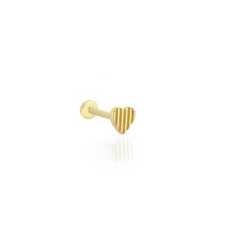 Çizgili Kalp Model 14 Ayar Altın Piercing