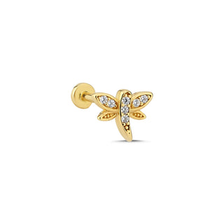 Işıltılı Yusufçuk Kanatlı 14 Ayar Altın Piercing
