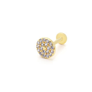 Parlak Taşlı Yuvarlak 14 Ayar Altın Piercing