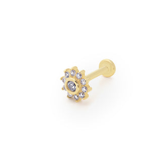 Işın ve Güneş Detaylı Zirkon Taşlı 14 Ayar Altın Piercing