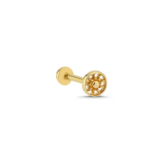 Vintage Çark Detaylı 14 Ayar Altın Piercing